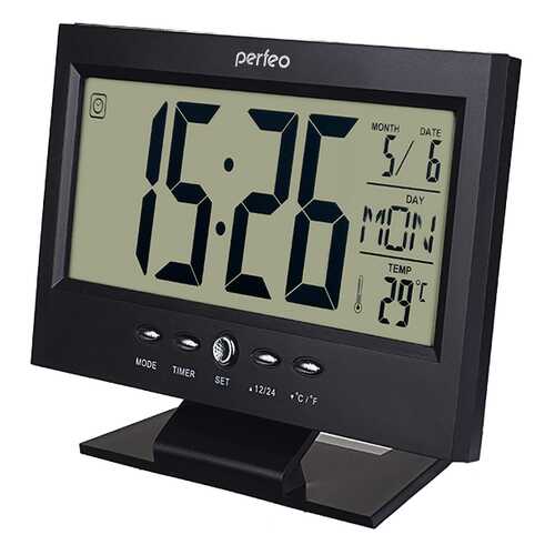 Perfeo Часы-будильник Set, чёрный, (PF-S2618) время, температура, дата в Аквафор
