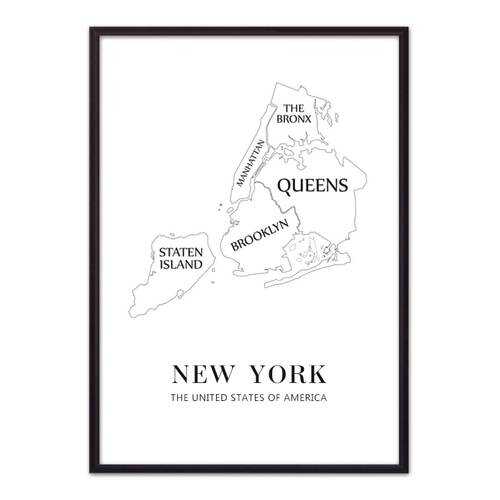 Постер в рамке New York карта 40х60 см в Аквафор