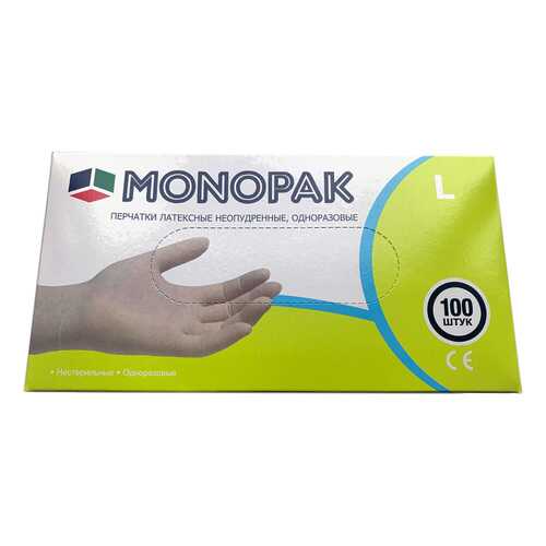 Перчатки Monopak виниловые неопудренные белые L 100 шт 50 пар в Аквафор