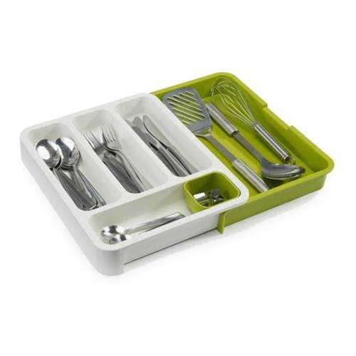 Раздвижной лоток под столовые приборы Expandable cutlery tray зеленый в Аквафор